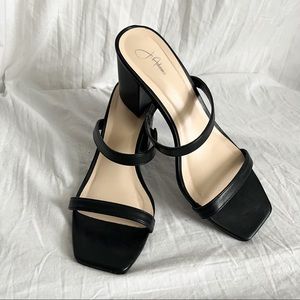 Strappy Black Slip On Heel